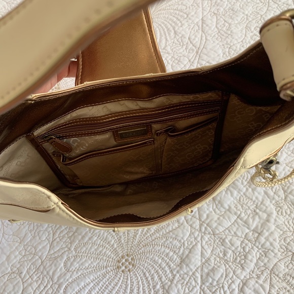 NWOT Leather BCBGirls Ivory & Antique Gold Satchel - Picture 5 of 8